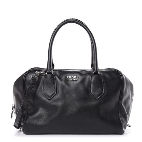 PRADA Soft Calf Medium Inside Tote Black Mughetto